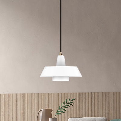Minimalist Cone Hanging Ceiling Light Cream Glass 1 Head Bedside Pendant Lamp in Black/White/Green