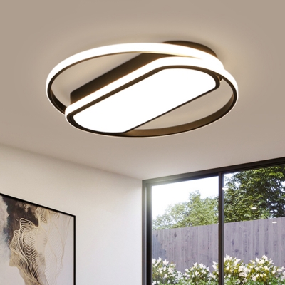Minimalist Ring and Oblong Ceiling Lamp Metal 16.5