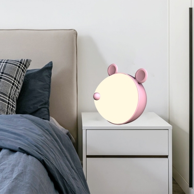 Mouse Head Kids Bedside Night Light ABS Cartoon USB Rechargeable LED Table Lighting in Pink/Blue
