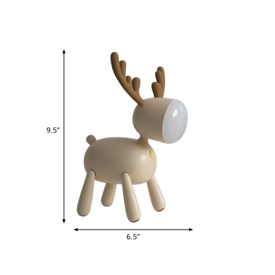 Silicone Deer Playable USB Night Lamp Kids White/Light-Brown LED Table Light with Schedule Shutoff Function