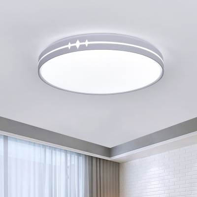 Simple Round Flush Light Fixture Acrylic Sleeping Room LED Ceiling Flush Mount in Black/Grey/White