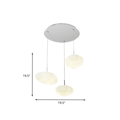 1/3/5-Light Kids Game Room Drop Pendant Macaron White LED Hanging Lamp with Cloud Plastic Shade