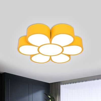 Acrylic Floral Ceiling Lighting Cartoon LED Flush Mount Lamp in Red/Yellow/Green for Living Room