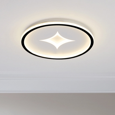 Acrylic Round Ceiling Mounted Fixture Modernism LED Black/Gold Flush Lamp with Doji Design in Warm/White Light
