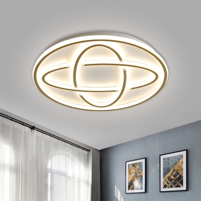 Annular Flush Mount Fixture Modern Metallic Living Room LED Ceiling Mounted Light in Gold