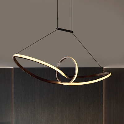 Black/White Swirl Wave Island Lighting Minimalist LED Acrylic Pendant Lamp in Warm/White Light for Dining Room