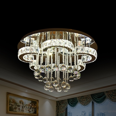 Blossom Crystal Ceiling Mount Light Modernist Chrome LED Semi Flush Mount for Bedroom
