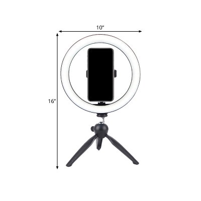 Cellphone Mount LED Fill-in Light Simple Black USB Vanity Lighting Ideas with Ring Metal Shade
