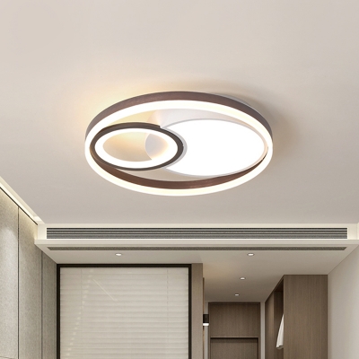 Circle Acrylic Flush Mount Lighting Modernity LED Brown Close to Ceiling Light for Bedroom