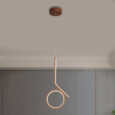Comma-Like LED Drop Pendant Minimalism Acrylic Living Room Ceiling Suspension Lamp in Brown, Warm/White Light