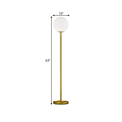 Contemporary 1 Light Standing Lamp Brass Ball Floor Lighting with Cream Glass Shade