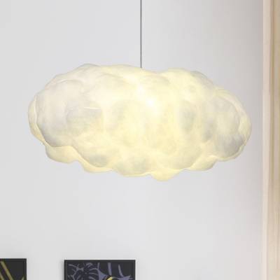 Cotton Cloud Pendant Light Fixture Cartoon 1 Bulb White Suspension Lighting