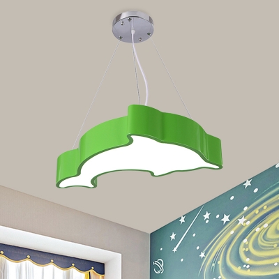 Dolphin Ceiling Chandelier Modern Acrylic Blue/Green/Yellow LED Pendant Lighting Fixture for Kids Room
