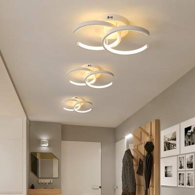 Dual-C Shaped Metal Semi Flush Contemporary LED White Ceiling Light Fixture in Warm/White Light for Corridor