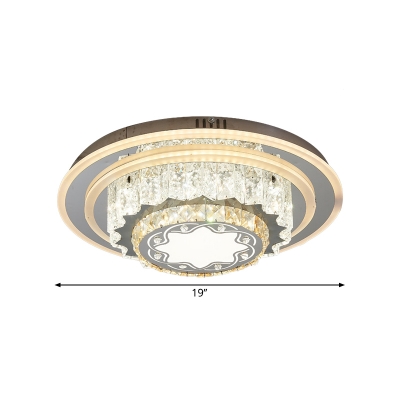 Floral/Star Crystal Ceiling Lamp Contemporary Chrome Finish LED Flushmount Lighting for Bedroom