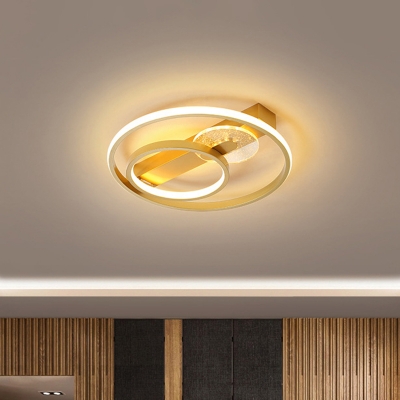 Gold/White and Black Ring Flush Light Fixture Minimalist 16.5
