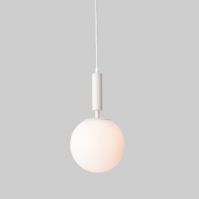 Macaron Globe Hanging Ceiling Lamp Opaline Glass 1 Light Balcony Suspension Pendant in Black/White/Pink
