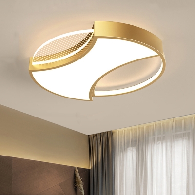 Metallic Geometric Flush Ceiling Light Contemporary LED Flush Flush Mount Fixture in Black/Gold, 18