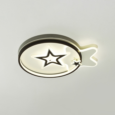 Nordic LED Flushmount Light Black Star/Loving Heart Ceiling Lamp with Acrylic Shade for Bedroom
