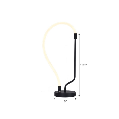 Plastic Flexible Tube Table Lamp Minimalism LED Nightstand Light in Black for Boys Room