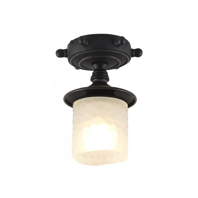 Cylinder/Bell Ceiling Lighting Nautical Dimpled Glass Hallway 6