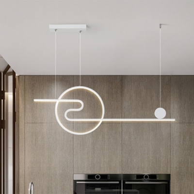 Ring and Zigzag Ceiling Suspension Lamp Modernism Metallic Black/White/Gold LED Island Lighting in Warm/White Light