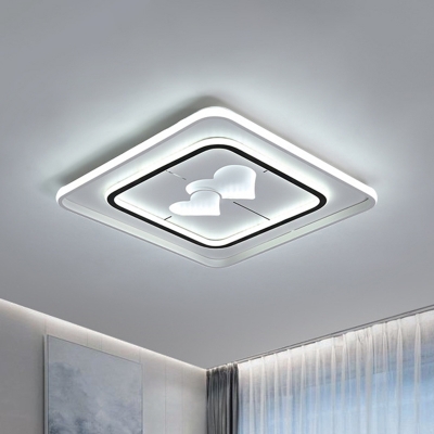 Round/Rectangle/Square Flushmount Nordic Acrylic LED White Ceiling Flush with Loving Heart Design in Warm/White Light