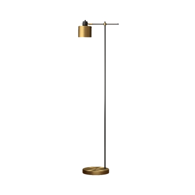 Simplicity 1 Bulb Reading Floor Lamp Brass Drum Standing Floor Light with Metallic Shade