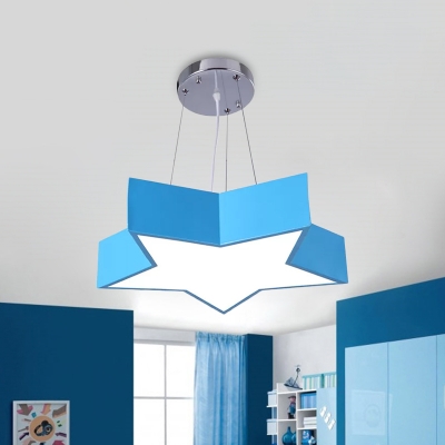 Star Acrylic Ceiling Hang Fixture Contemporary Red/Blue LED Pendant Light Kit for Living Room