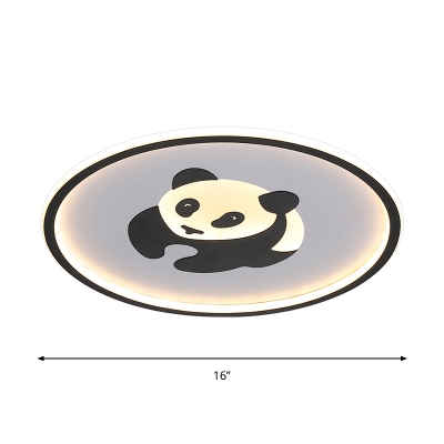 Acrylic Cute Panda Ceiling Flush Mount Modernist LED Black Flush Lamp Fixture in Warm/White Light