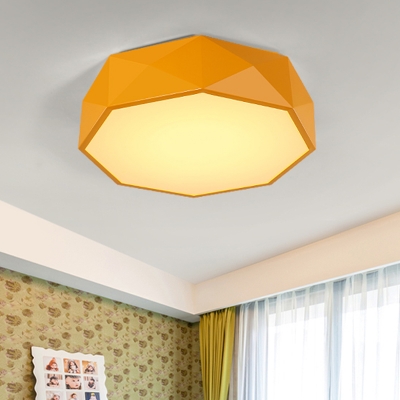 Acrylic Polygon Flush Mount Lamp Nordic Style Yellow/Green/Red LED Ceiling Light for Living Room