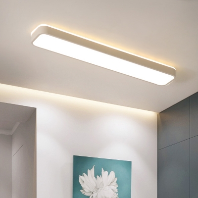 Black/White Oblong Flushmount Lighting Modern LED Metallic Ceiling Mounted Fixture in Warm/White Light