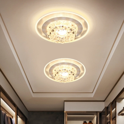 Blossom Flushmount Lighting Modern Style Crystal LED Chrome Ceiling Lamp for Corridor