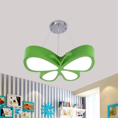 Butterfly Flush Mount Lamp Cartoon Acrylic Red/Yellow/Green LED Close to Ceiling Lighting in Warm/White Light