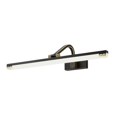 Contemporary LED Wall Lighting Black Straight Adjustable Vanity Light Fixture with Metal Shade