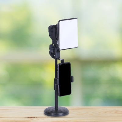 Contemporary Square Fill Light Metallic 1 Head Phone Holder USB Vanity Lighting in Black