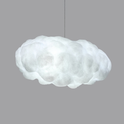 Cotton Cloud Pendant Light Fixture Cartoon 1 Bulb White Suspension Lighting