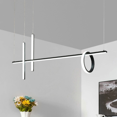 Flute and Circle Ceiling Chandelier Minimalist Metallic LED Restaurant Suspension Pendant