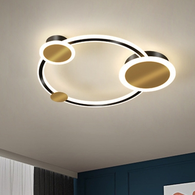 Gold LED Circle Flush Mount Lighting Modernism Metallic Ceiling Fixture in Warm/White Light