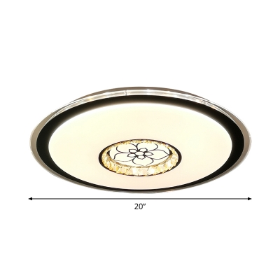 Hotel LED Flush Ceiling Light Simple Black Flushmount with Disc Acrylic Shade and Loving Heart Pattern
