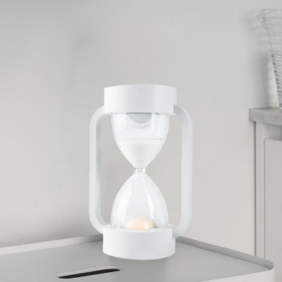 Hourglass Bedside Nightstand Light ABS Macaron Battery Powered LED Table Lamp in White/Pink/Blue