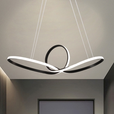Knotting Acrylic Hanging Chandelier Modern Style Black/White LED Ceiling Pendant in Warm/White Light