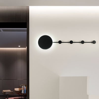LED Sleeping Room Wall Mount Lighting Simple Black/White Wall Sconce with Round Metal Shade in Warm/White Light