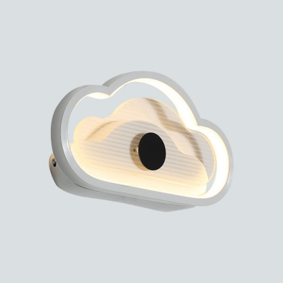 Loving Heart/Cloud Bedside Wall Sconce Acrylic LED Contemporary Wall Mounted Lamp in Black/White