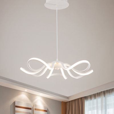 Metal Curved Circle Hanging Lamp Kit Modernist LED White Ceiling Pendant in Warm/White/Natural Light