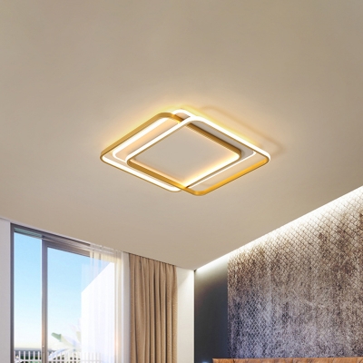 Metal Overlapping Flush Mount Light Nordic LED Gold Flushmount Lighting in Warm/White Light, 16.5