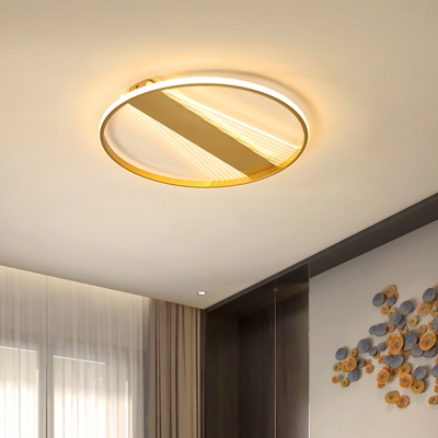 Metallic Ring Flush Lamp Modernist LED Ceiling Mounted Light in Gold for Sleeping Room, 18