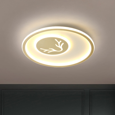 Modernist LED Flush Light Fixture Gold Antler Ceiling Lighting with Acrylic Shade