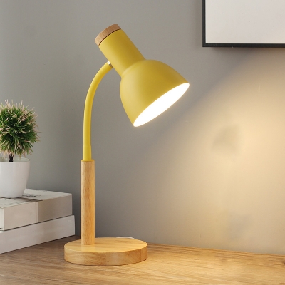 Nordic Single Head Nightstand Lamp Black/White/Yellow Dome-Like Task Lighting with Metallic Shade