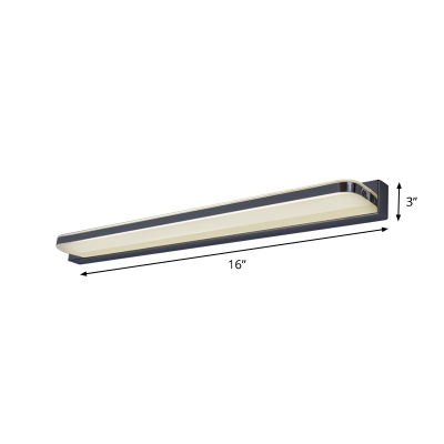 Slim Oblong Rest Room Wall Sconce Stainless-Steel 16